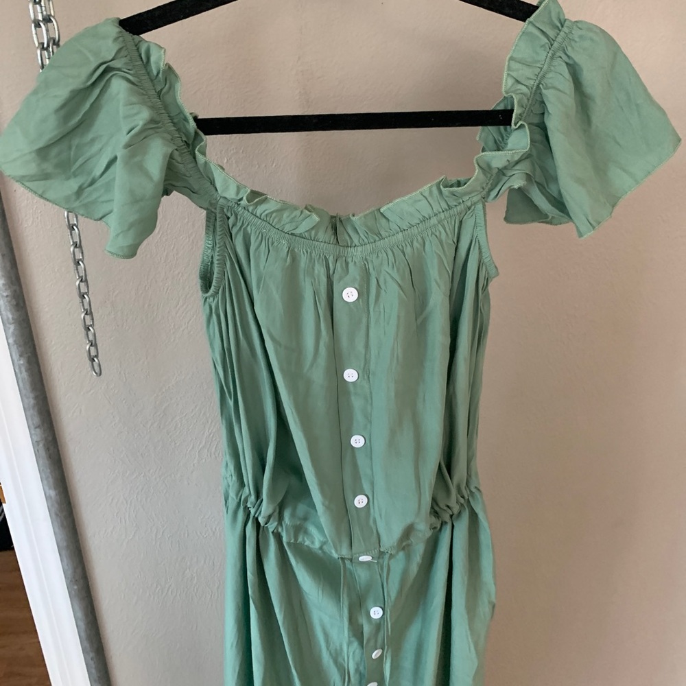 Stunning light sage green ruffle maxi dress country summer southern belle M NEW - Picture 6 of 14
